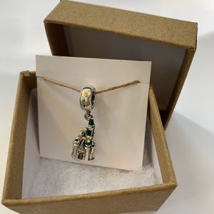 Pandora Disney sterling and enamel Cinderella castle dangle charm